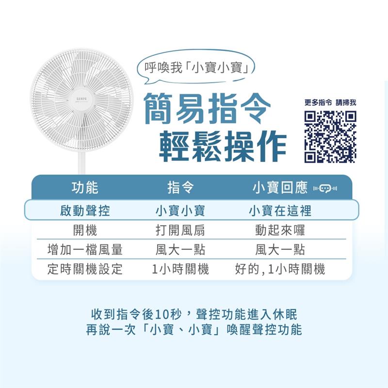 聲寶16吋智能聲控DC立扇