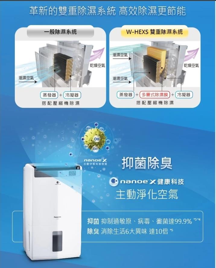 Panasonic 國際牌10公升智慧清淨除濕機 F-Y20JH